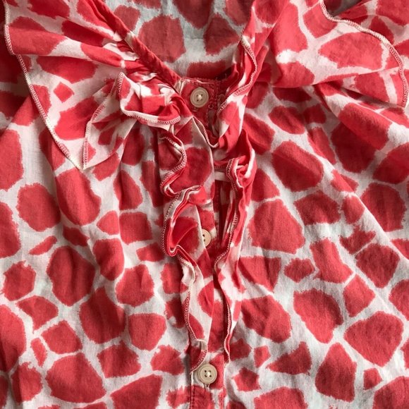 LOFT Career Blouse Sz XS Ruffles Pink bubble hem - Picture 4 of 10